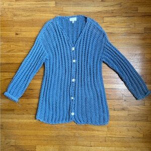 Vintage Cable Knit Baby Blue Long Sweater